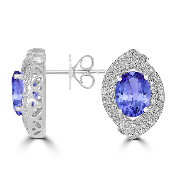 3.6ct Oval Tanzanite Earring with 0.76 cttw Diamond