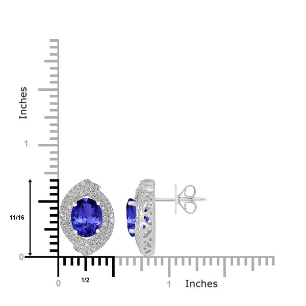 3.6ct Oval Tanzanite Earring with 0.76 cttw Diamond