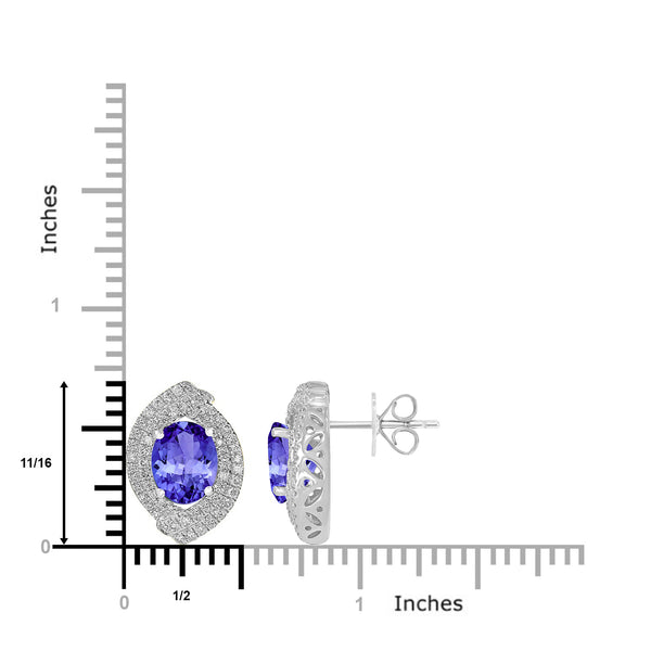 3.6ct Oval Tanzanite Earring with 0.76 cttw Diamond