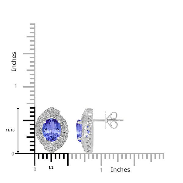 3.6ct Oval Tanzanite Earring with 0.76 cttw Diamond