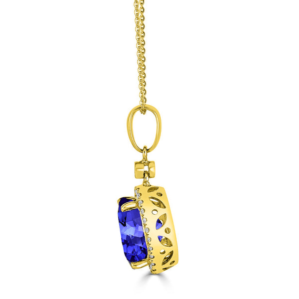 3.25ct Oval Tanzanite Pendant with 0.18 cttw Diamond