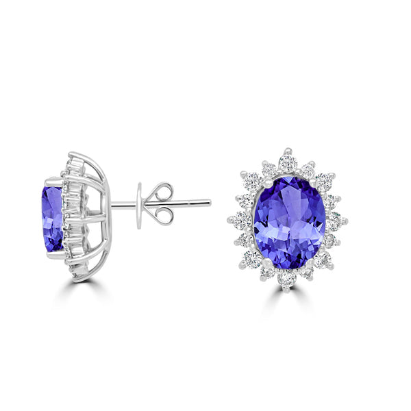 3.6ct Oval Tanzanite Earring with 0.64 cttw Diamond