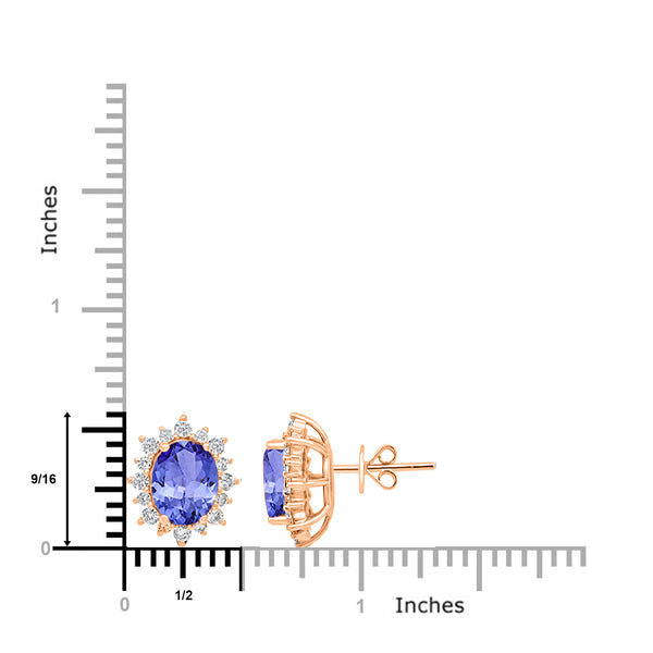 3.6ct Oval Tanzanite Earring with 0.64 cttw Diamond