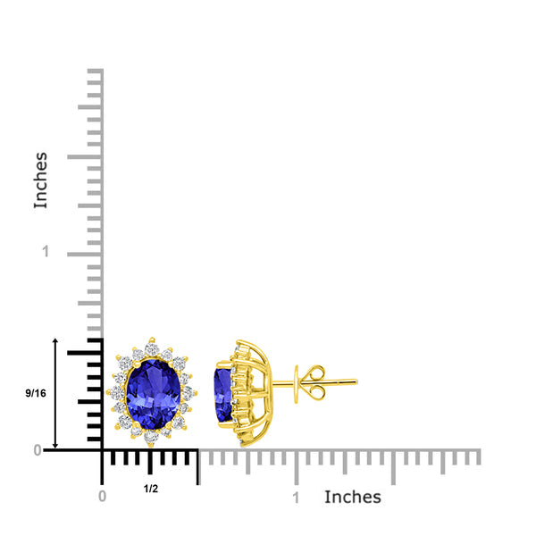 3.6ct Oval Tanzanite Earring with 0.64 cttw Diamond