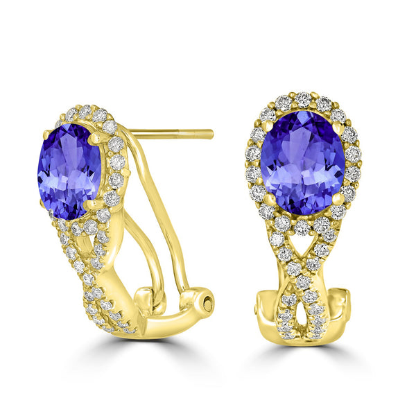 2.4ct Oval Tanzanite Halo Earring with 0.58 cttw Diamond