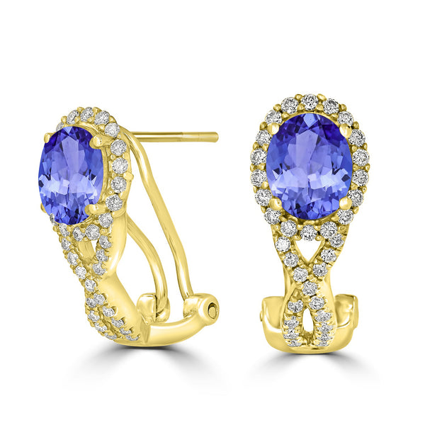 2.4ct Oval Tanzanite Halo Earring with 0.58 cttw Diamond