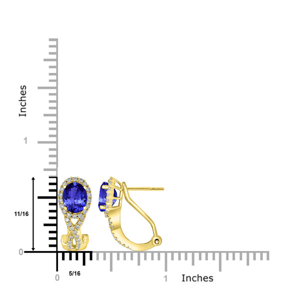 2.4ct Oval Tanzanite Halo Earring with 0.58 cttw Diamond