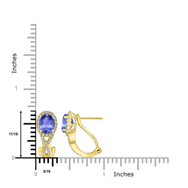 2.4ct Oval Tanzanite Halo Earring with 0.58 cttw Diamond