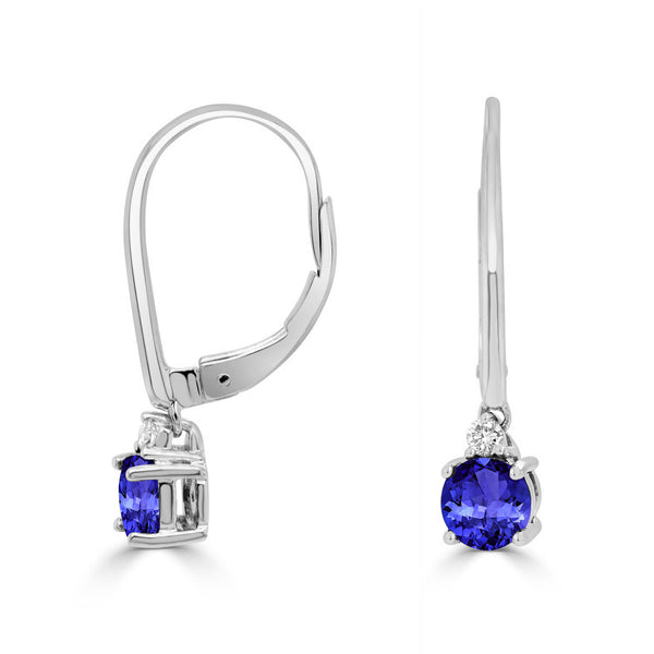 1.12ct Round Tanzanite Dangle Earring with 0.07 cttw Diamond