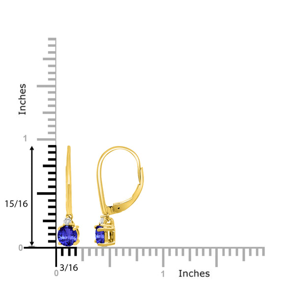 1.12ct Round Tanzanite Dangle Earring with 0.07 cttw Diamond
