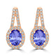 2.4ct Oval Tanzanite Halo Earring with 0.63 cttw Diamond