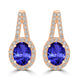 2.4ct Oval Tanzanite Halo Earring with 0.63 cttw Diamond