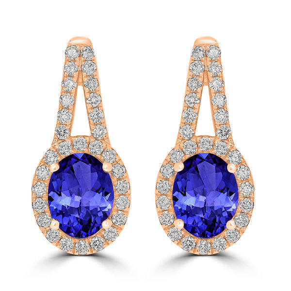 2.4ct Oval Tanzanite Halo Earring with 0.63 cttw Diamond