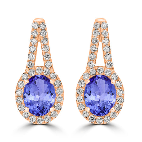 2.4ct Oval Tanzanite Halo Earring with 0.63 cttw Diamond