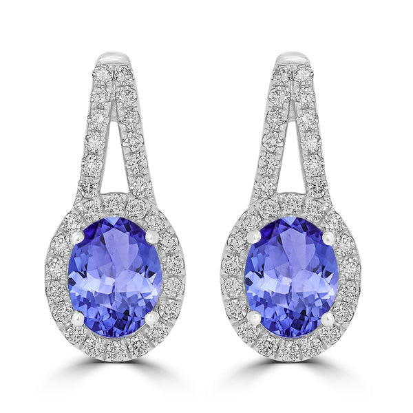 2.4ct Oval Tanzanite Halo Earring with 0.63 cttw Diamond