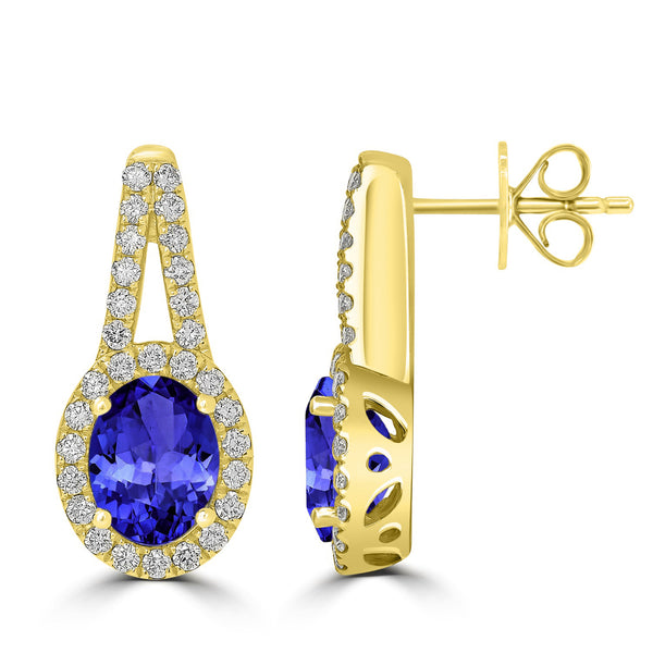 2.4ct Oval Tanzanite Halo Earring with 0.63 cttw Diamond