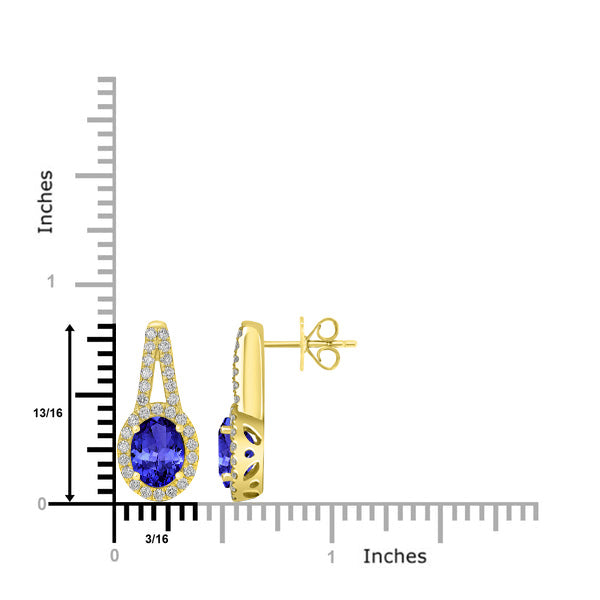 2.4ct Oval Tanzanite Halo Earring with 0.63 cttw Diamond