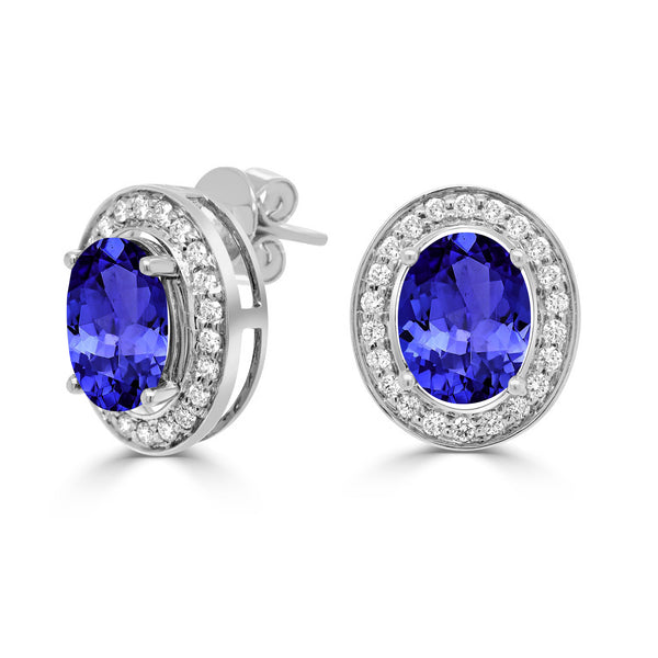 7.8ct Oval Tanzanite Earring with 0.75 cttw Diamond