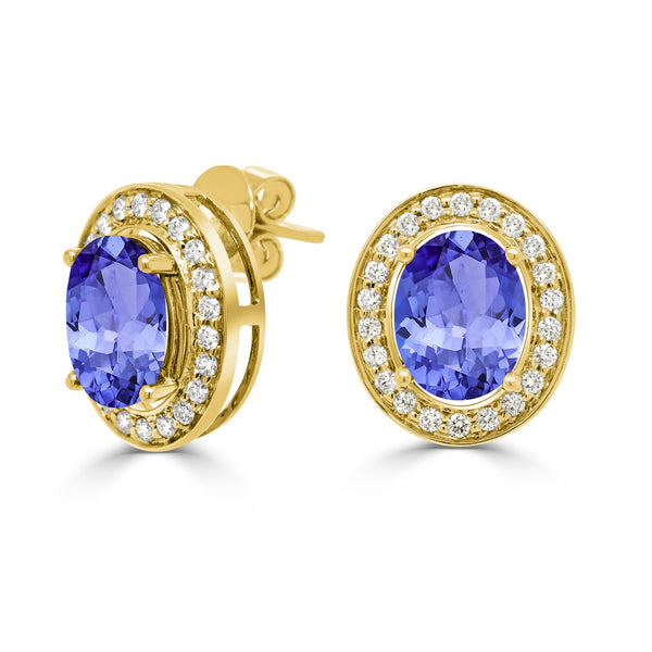 7.8ct Oval Tanzanite Earring with 0.75 cttw Diamond