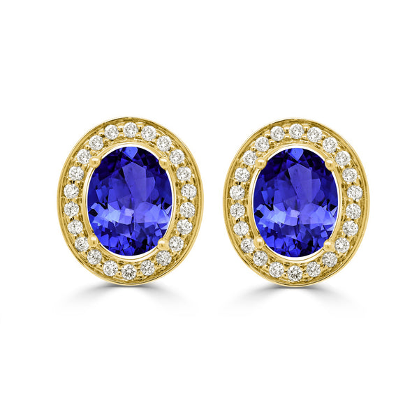 7.8ct Oval Tanzanite Earring with 0.75 cttw Diamond