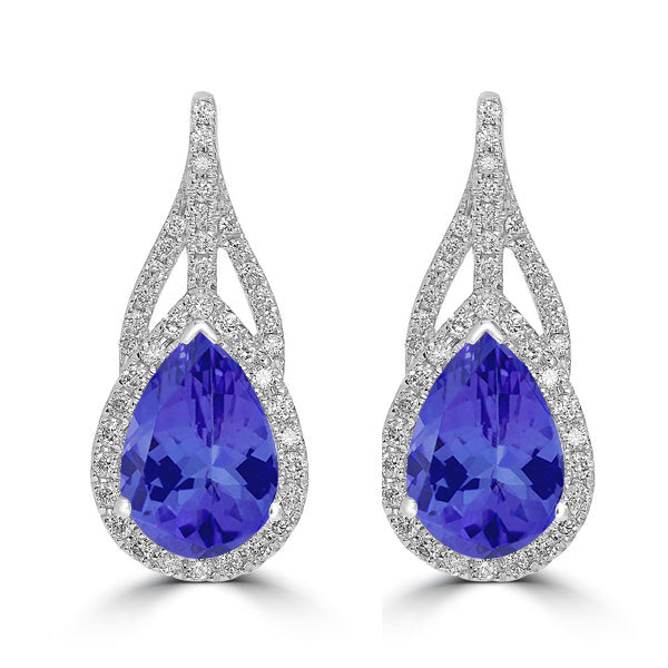 4.1ct Pear Tanzanite Halo Earring with 0.47 cttw Diamond