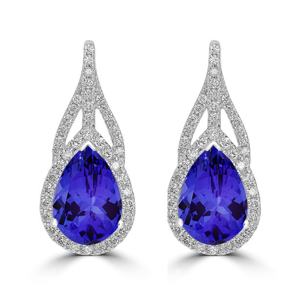 4.1ct Pear Tanzanite Halo Earring with 0.47 cttw Diamond