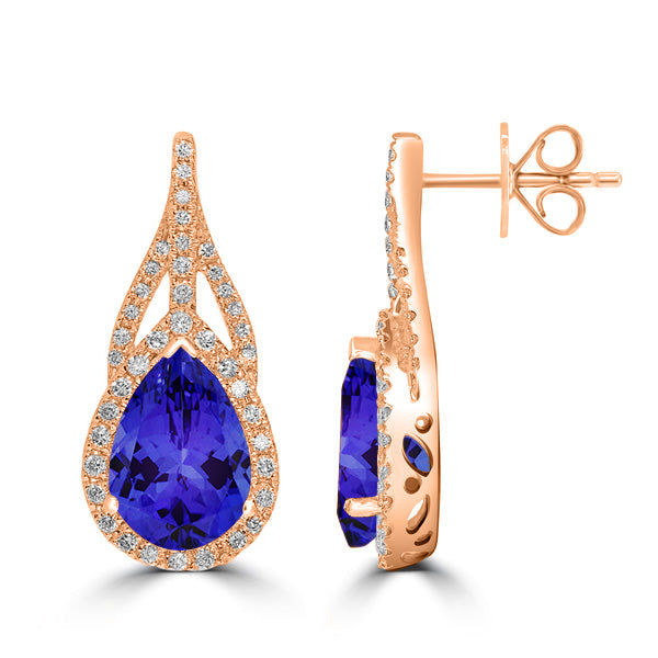 4.1ct Pear Tanzanite Halo Earring with 0.47 cttw Diamond