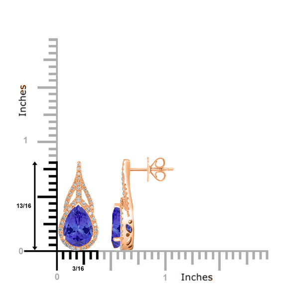 4.1ct Pear Tanzanite Halo Earring with 0.47 cttw Diamond