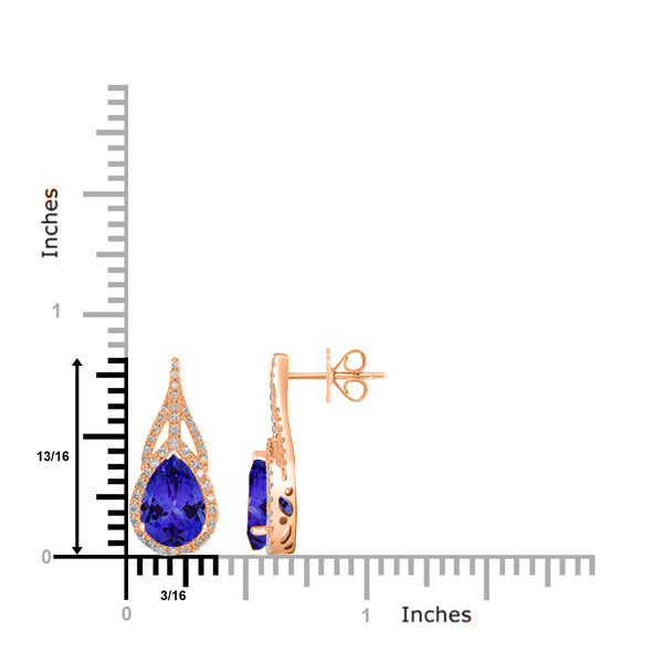 4.1ct Pear Tanzanite Halo Earring with 0.47 cttw Diamond