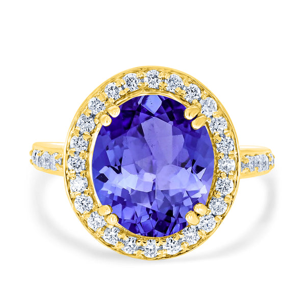 5ct Oval Tanzanite Ring with 0.55 cttw Diamond