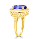 5ct Oval Tanzanite Ring with 0.55 cttw Diamond