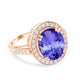 5ct Oval Tanzanite Ring with 0.55 cttw Diamond