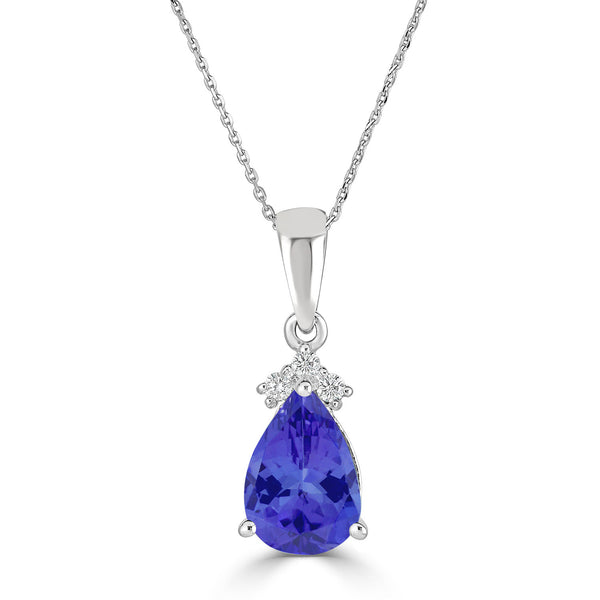 2.05ct Pear Tanzanite Pendant with 0.06 cttw Diamond