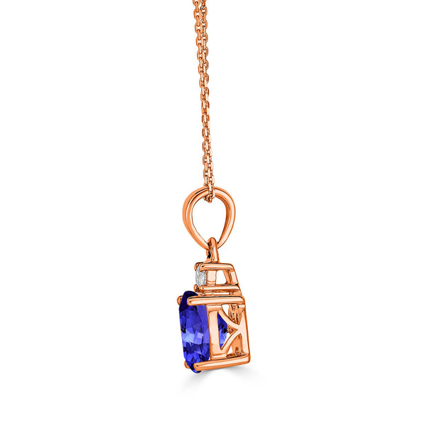 0.76ct Oval Tanzanite Pendant with 0.04 cttw Diamond