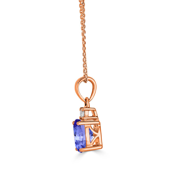 0.76ct Oval Tanzanite Pendant with 0.04 cttw Diamond