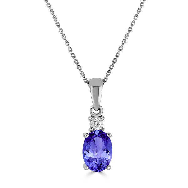 0.76ct Oval Tanzanite Pendant with 0.04 cttw Diamond