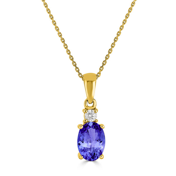 0.76ct Oval Tanzanite Pendant with 0.04 cttw Diamond