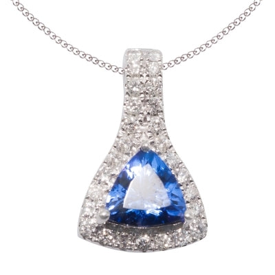 0.70ct Trillion Tanzanite Pendant With 0.008ctw Diamonds in 14k White Gold & 18k White Gold