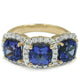 3 ctw Cushion Cut Tanzanite Ring with 0.42ctw in 14K Gold in AAAA Grade
