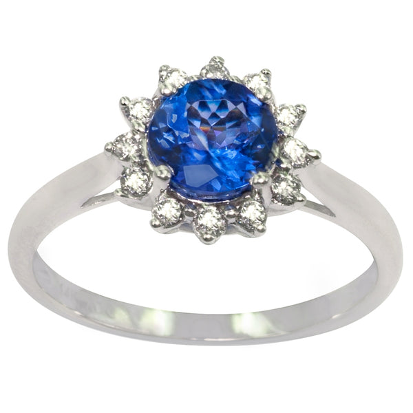 0.96ct Round Tanzanite Ring With 0.18ctw Diamonds in 14k Gold