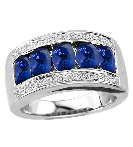 2ct Oval Tanzanite Ladies Ring With 0.22ctw Diamonds in 14k White Gold