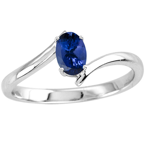 0.40ct Oval Tanzanite Solitaire Ring in 14k White Gold