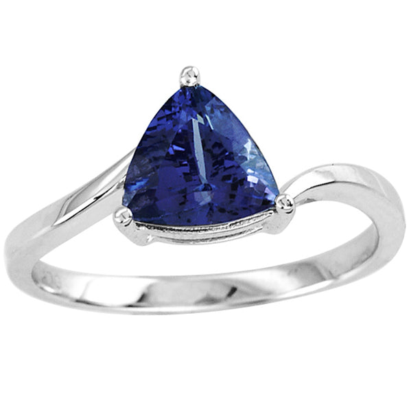 1.25ct Trillion Tanzanite Solitaire Ring in 14k White Gold