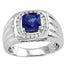 1.15ct Cushion Tanzanite Men's Ring with .2ctw Diamonds in 14k White Gold