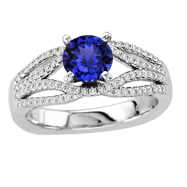 0.22ct Round Tanzanite Ring With 0.36ctw Diamonds in 14k White Gold