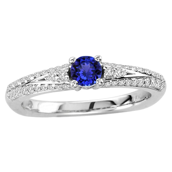 0.22ct Round Tanzanite Ring With 0.2ctw Diamonds in 14k White Gold