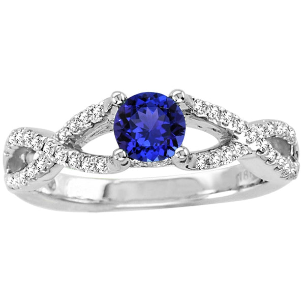 0.45ct Round Tanzanite Ring With 0.22ctw Diamonds in 14k White Gold