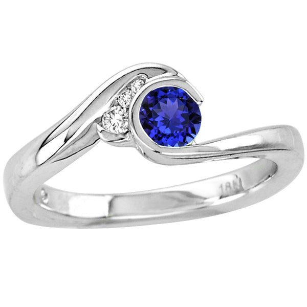 0.30ct Round Tanzanite Ring With 0.045ctw Diamonds in 14k White Gold & 18k White Gold