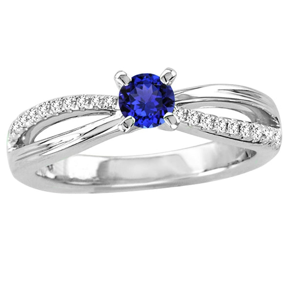 0.30ct Round Tanzanite Ring With 0.14ctw Diamonds in 14k White Gold & 18k White Gold