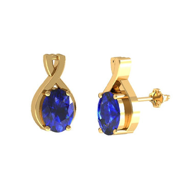 0.3ctw Oval Tanzanite Earring in 14k Yellow Gold